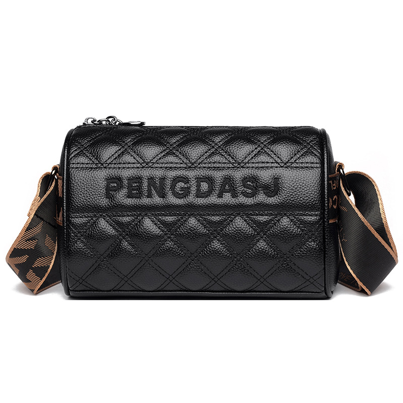 Ženska crossbody torba od kože prve sloje – horizontalni kvadratni oblik, zatvarač, poliester podstava, jedna naramenica