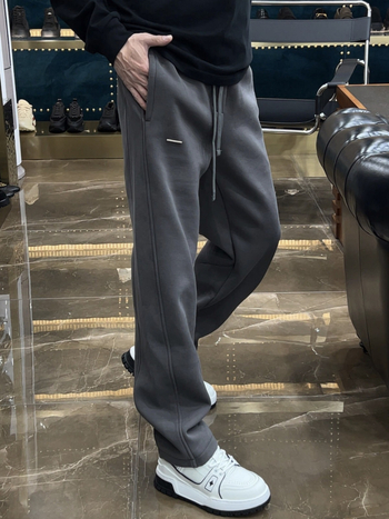 Férfi egyenes szabású hosszú nadrág, középmagas derék, vastagított anyag pamut-kupro keverék, légáteresztő, téli szezonra