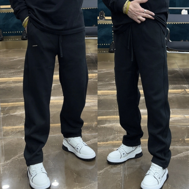 Férfi egyenes szabású hosszú nadrág, középmagas derék, vastagított anyag pamut-kupro keverék, légáteresztő, téli szezonra