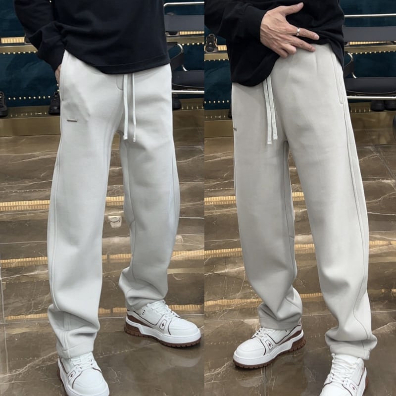 Férfi egyenes szabású hosszú nadrág, középmagas derék, vastagított anyag pamut-kupro keverék, légáteresztő, téli szezonra