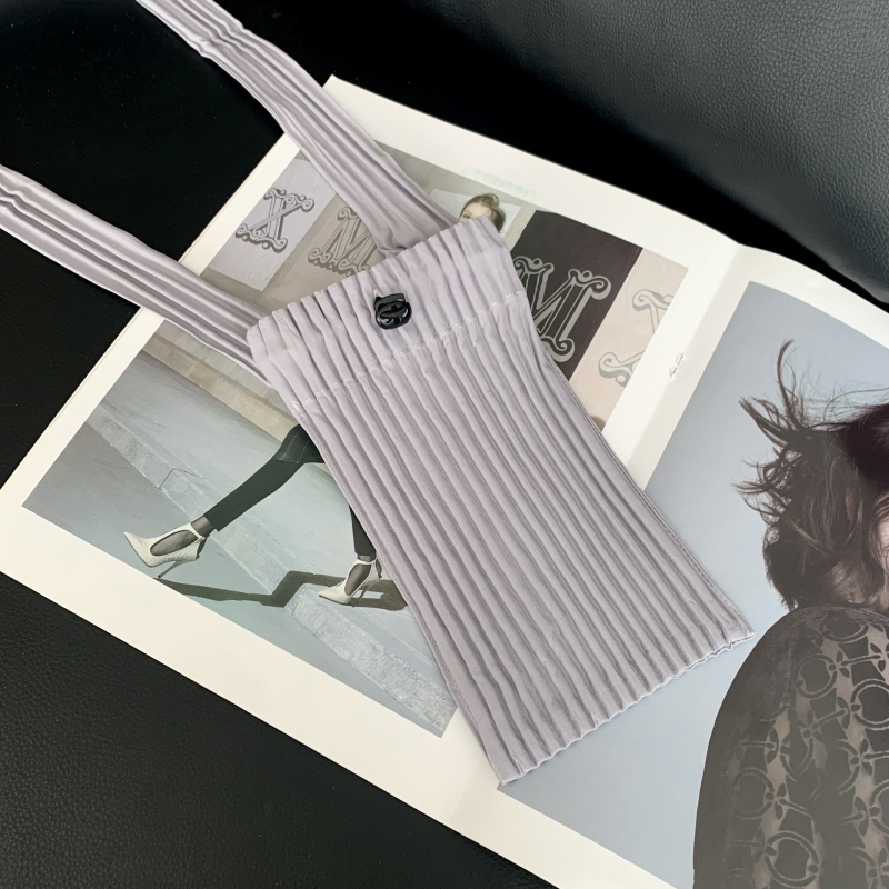 Crossbody torbica za telefon s plisiranim dizajnom, zatvarač, poliester, vertikalni kvadratni oblik