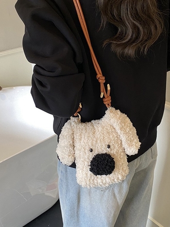 Чанта от плюш в стил градска простота, вертикална квадратна форма, вътрешен джоб за мобилен телефон, една презрамка