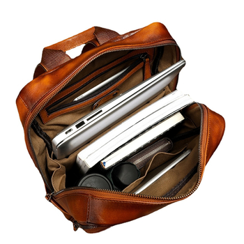 Batoh z pravej kože, prvý vrstva hovädzej kože s rastlinným spracovaním, objem 20–35 L, vzdušný dizajn, ramenné popruhy s vzduchovým vankúšom