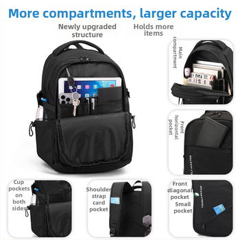 Maxwell ruksak unisex velike kapacitete 56–75L, za 16-inčni laptop, naramenice s zračnim jastukom, Oxford tkanina, ležerni stil putovanja