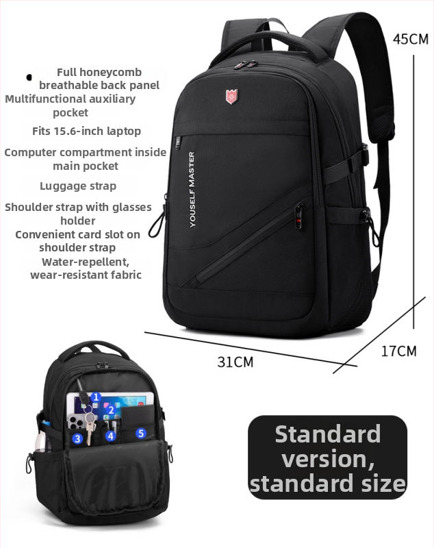 Maxwell ruksak unisex velike kapacitete 56–75L, za 16-inčni laptop, naramenice s zračnim jastukom, Oxford tkanina, ležerni stil putovanja