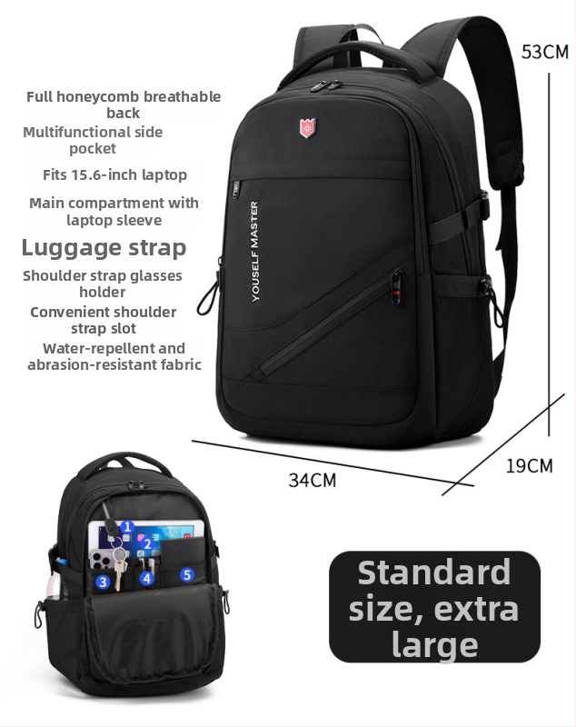 Maxwell ruksak unisex velike kapacitete 56–75L, za 16-inčni laptop, naramenice s zračnim jastukom, Oxford tkanina, ležerni stil putovanja