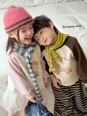 Παιδικό φούτερ σε κορεατικό στυλ, unisex, με σχέδιο καρτούν, παχύ βαμβακερό ύφασμα