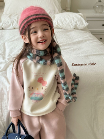 Παιδικό φούτερ σε κορεατικό στυλ, unisex, με σχέδιο καρτούν, παχύ βαμβακερό ύφασμα