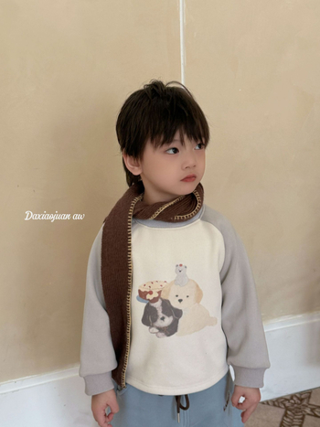 Παιδικό φούτερ σε κορεατικό στυλ, unisex, με σχέδιο καρτούν, παχύ βαμβακερό ύφασμα