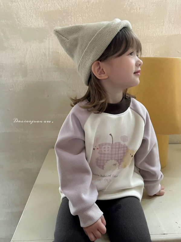 Παιδικό φούτερ σε κορεατικό στυλ, unisex, με σχέδιο καρτούν, παχύ βαμβακερό ύφασμα