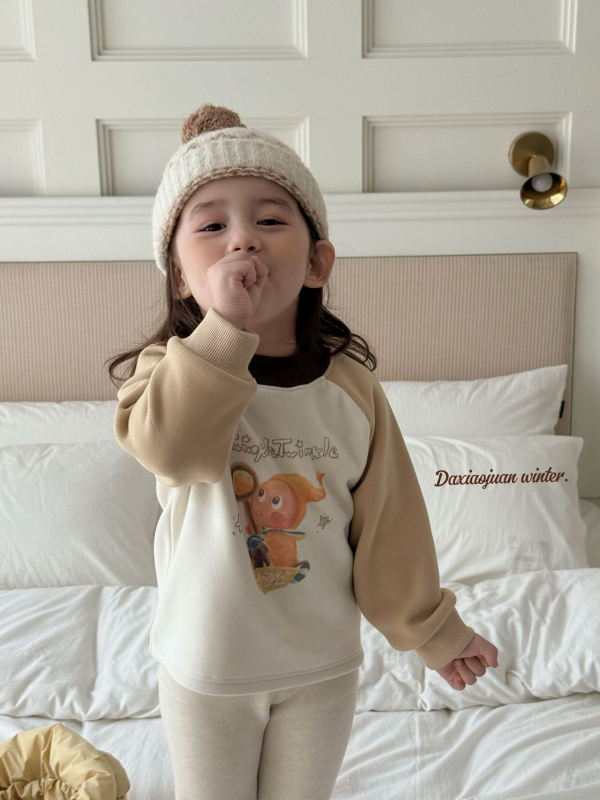 Παιδικό φούτερ σε κορεατικό στυλ, unisex, με σχέδιο καρτούν, παχύ βαμβακερό ύφασμα