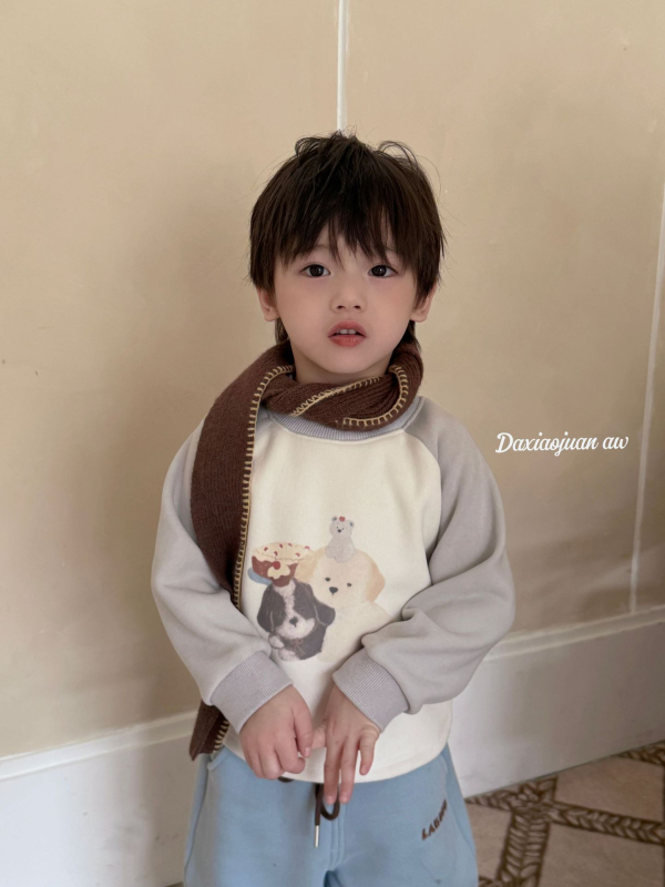 Παιδικό φούτερ σε κορεατικό στυλ, unisex, με σχέδιο καρτούν, παχύ βαμβακερό ύφασμα