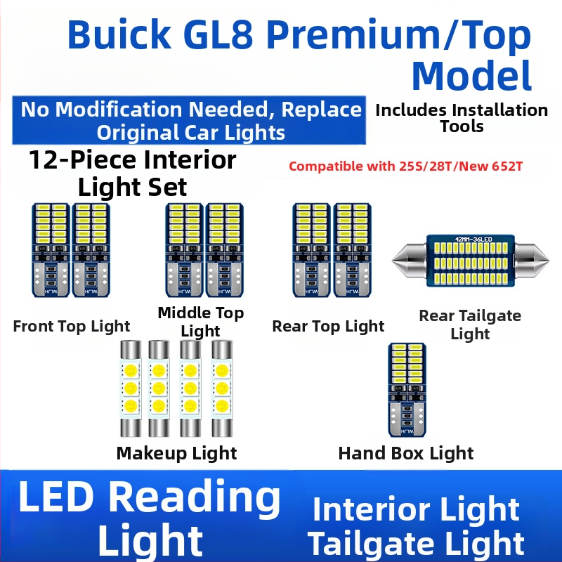 Buick GL8 LED εσωτερικό φως — φωτισμός ανάγνωσης, φωτισμός χώρου αποσκευών, φωτισμός καθρέφτη μακιγιά, φωτισμός πινακίδας κυκλοφορίας