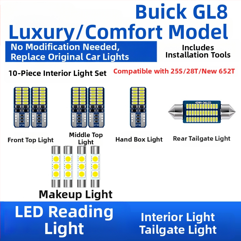 Buick GL8 LED εσωτερικό φως — φωτισμός ανάγνωσης, φωτισμός χώρου αποσκευών, φωτισμός καθρέφτη μακιγιά, φωτισμός πινακίδας κυκλοφορίας