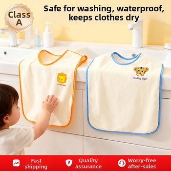 Langbainier Водоустойчив лигавник за бебета и деца - коралов флис, карикатурен принт, за възраст 3-8 години