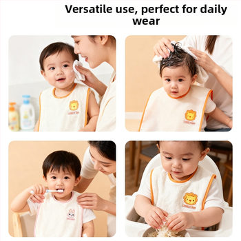 Langbainier Водоустойчив лигавник за бебета и деца - коралов флис, карикатурен принт, за възраст 3-8 години