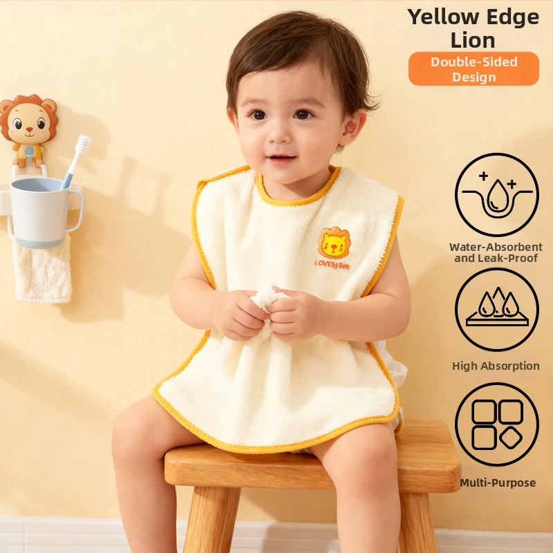 Langbainier Водоустойчив лигавник за бебета и деца - коралов флис, карикатурен принт, за възраст 3-8 години