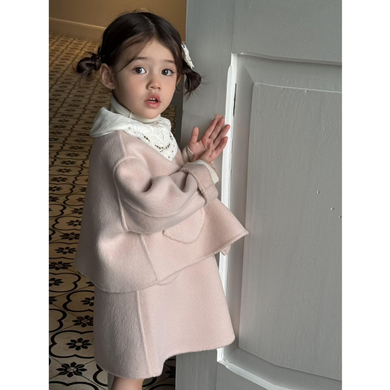 Детски костюм за момичета в корейски стил: многочастов комплект с пола и рокля принцеса, за деца 3–8 г., есен 2025, памучно-полиестеров плат