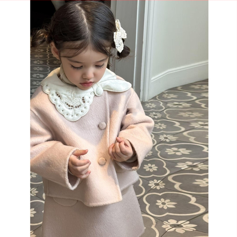 Детски костюм за момичета в корейски стил: многочастов комплект с пола и рокля принцеса, за деца 3–8 г., есен 2025, памучно-полиестеров плат