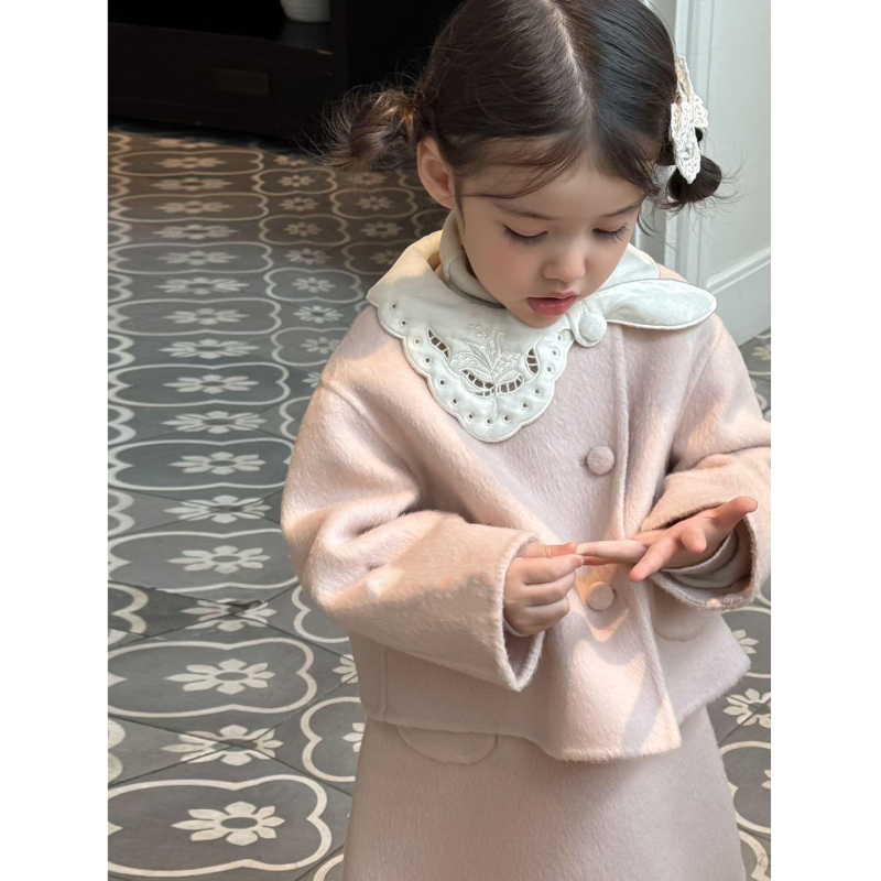 Детски костюм за момичета в корейски стил: многочастов комплект с пола и рокля принцеса, за деца 3–8 г., есен 2025, памучно-полиестеров плат