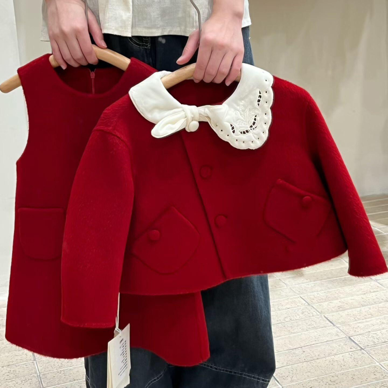 Детски костюм за момичета в корейски стил: многочастов комплект с пола и рокля принцеса, за деца 3–8 г., есен 2025, памучно-полиестеров плат