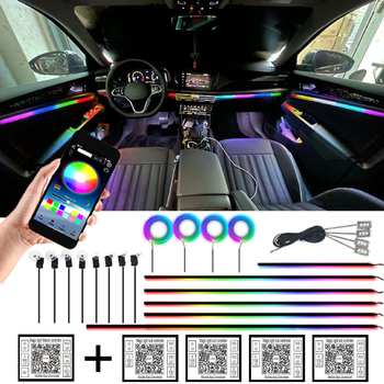 Automobilska LED akrilna dinamična atmosferska svjetlost, 12V, bez žica, prilagodljiva