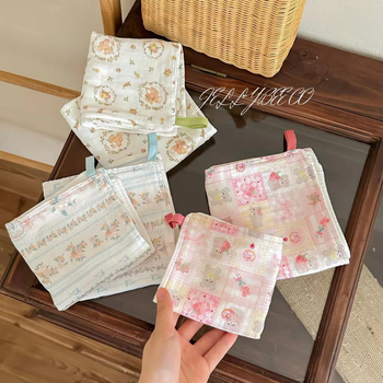 JOEMEGA Бебешка квадратна кърпа — памучна марля, абсорбираща вода, принтове с животни/карикатури/цветя, подходяща за бебета и деца до 6 години