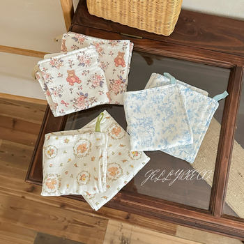 JOEMEGA Бебешка квадратна кърпа — памучна марля, абсорбираща вода, принтове с животни/карикатури/цветя, подходяща за бебета и деца до 6 години