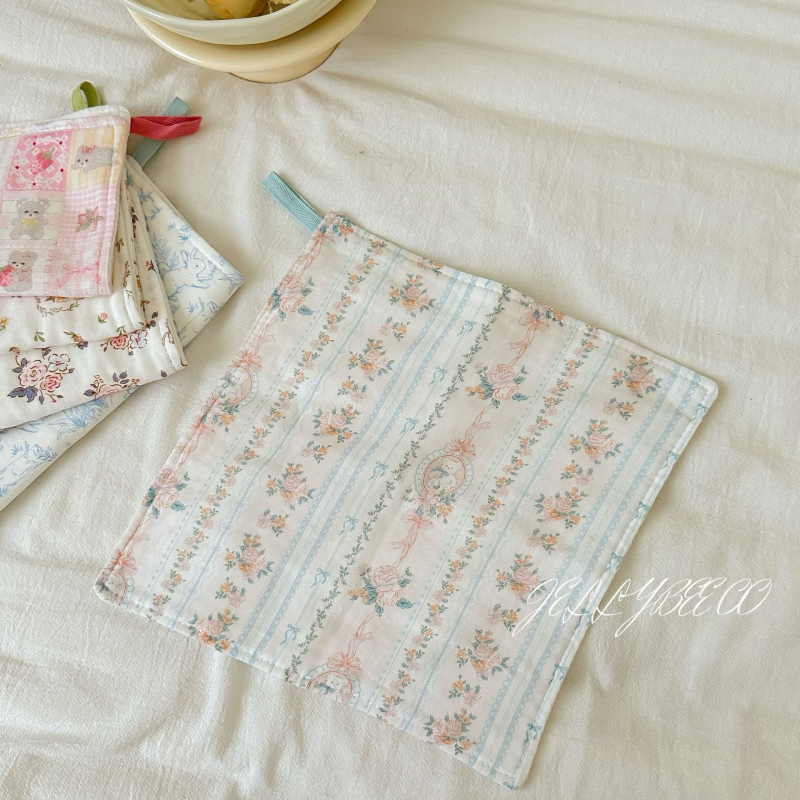 JOEMEGA Бебешка квадратна кърпа — памучна марля, абсорбираща вода, принтове с животни/карикатури/цветя, подходяща за бебета и деца до 6 години