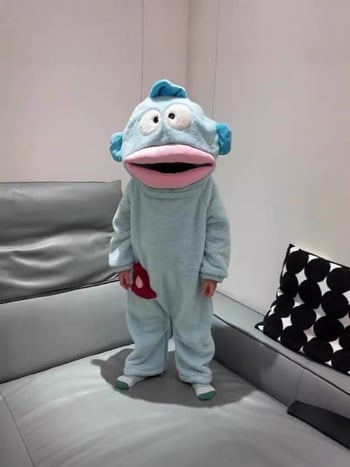 Dječje jednodelne pidžame s motivom Ugly Fish, koralno pliš materijal, debeli, dugi rukavi, za zimu, 100% poliester