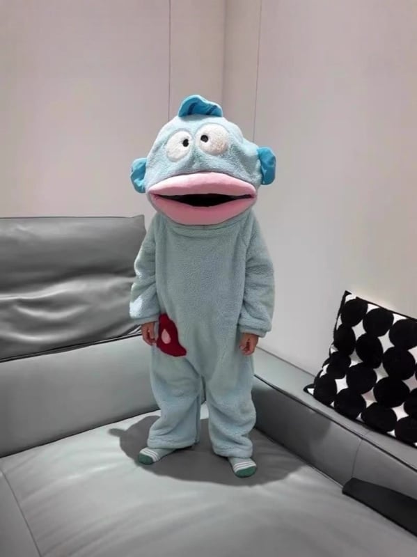 Dječje jednodelne pidžame s motivom Ugly Fish, koralno pliš materijal, debeli, dugi rukavi, za zimu, 100% poliester