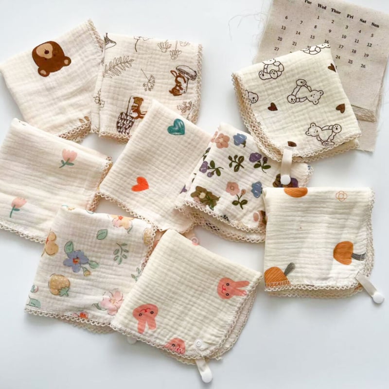 Двуфункционална триъгълна бебешка лигавник и кърпа за лице – марля и памук, висока попивност, мека, за деца 1–3 години