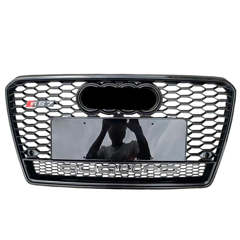 Prednja rešetka s pčelinjim uzorkom za Audi A7 (12–15), ABS plastika, montaža na prednji branik, dimenzije 95×15×45 cm, težina 4 kg