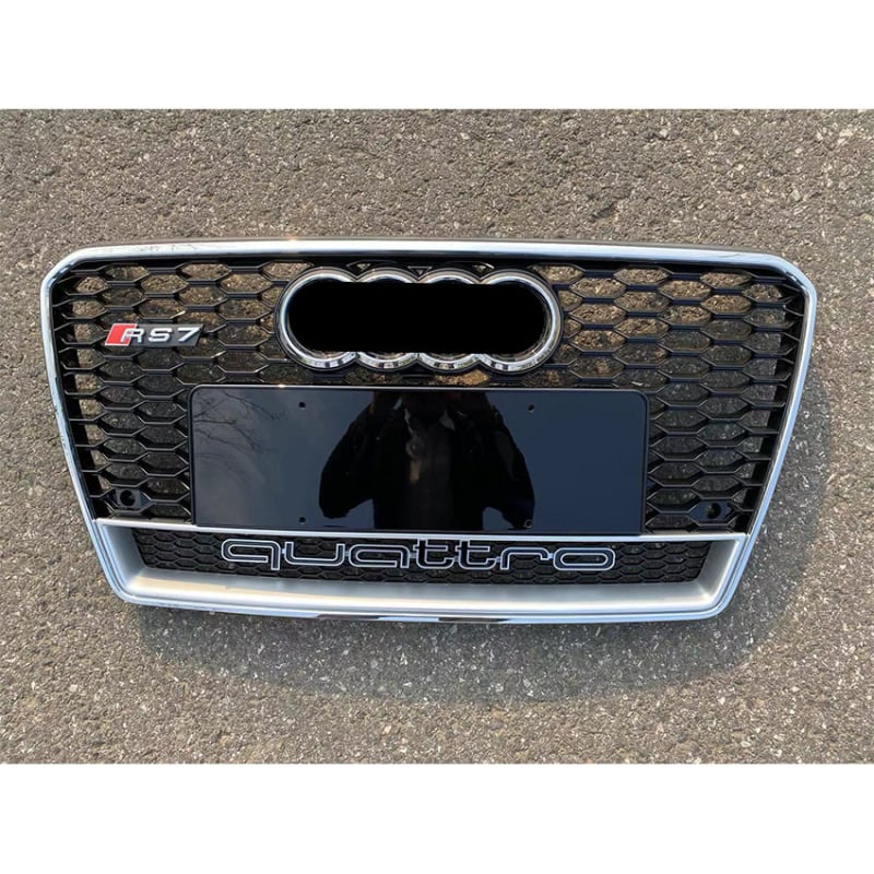 Prednja rešetka s pčelinjim uzorkom za Audi A7 (12–15), ABS plastika, montaža na prednji branik, dimenzije 95×15×45 cm, težina 4 kg