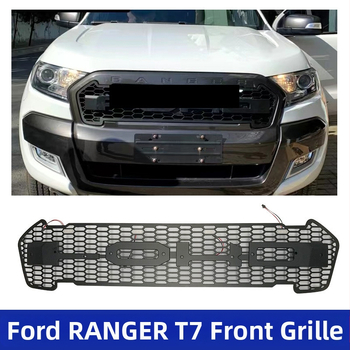 Predná mriežka pre Ford Ranger T7 s LED, ABS plast, ne-deštruktív montáž, pre roky 2015–2018.