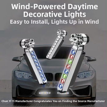 Lumină LED de avertizare pentru grila mașinii alimentată prin energie eoliană (DL-011, ABS+PCB, Universal, Lumină de avertizare simulată, Chun yi yi)