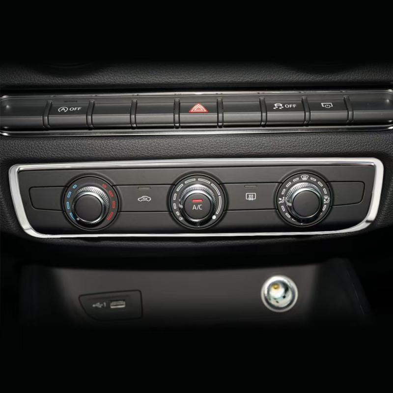 Πλαίσιο πάνελ διακόπτη προβολέων και πάνελ ρυθμίσεων κεντρικού κονσόλας κλιματισμού για Audi A3 8V, ανοξείδωτο ατσάλι, μοντέλο 052302H