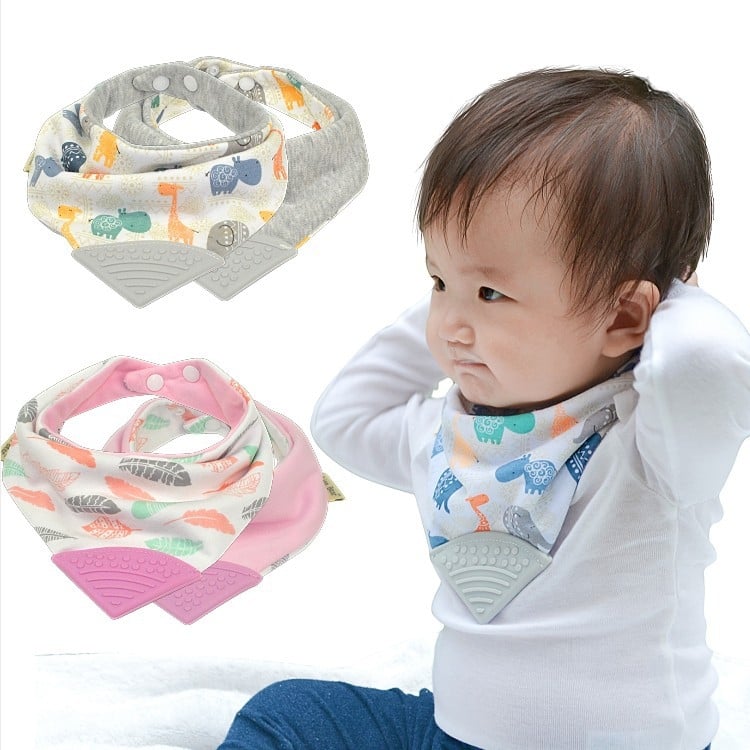 Бебешки триъгълен лигавник със зъбче, дишащ памучен газов плат над 95% памук, модел животни, водоустойчив джоб, подходящ за деца 0–3 години