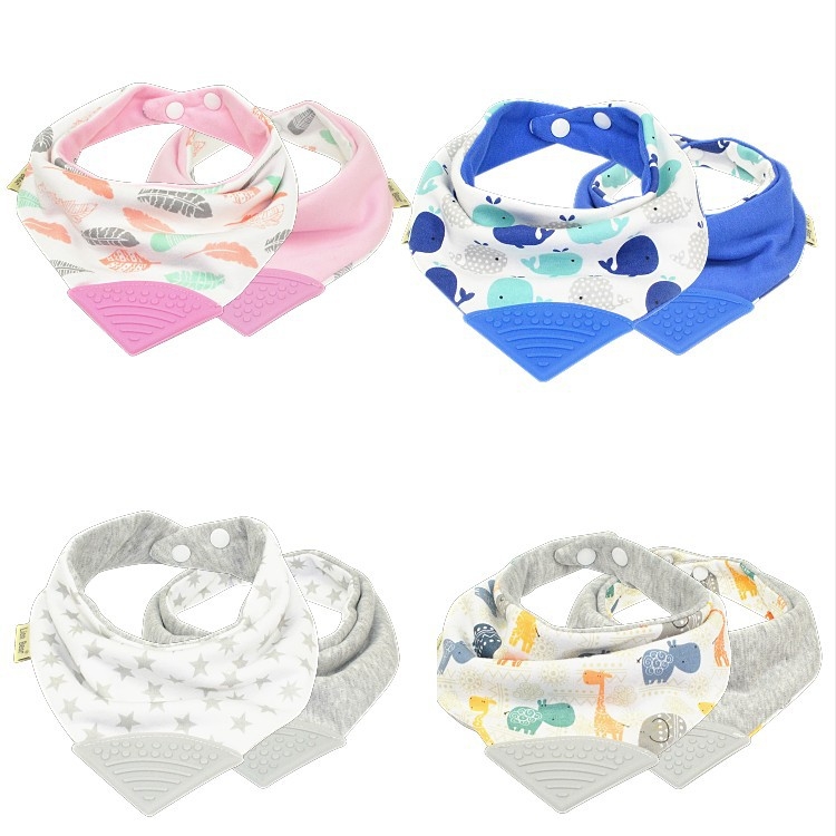 Бебешки триъгълен лигавник със зъбче, дишащ памучен газов плат над 95% памук, модел животни, водоустойчив джоб, подходящ за деца 0–3 години