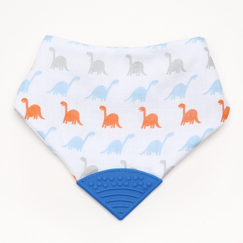 Бебешки триъгълен лигавник със зъбче, дишащ памучен газов плат над 95% памук, модел животни, водоустойчив джоб, подходящ за деца 0–3 години