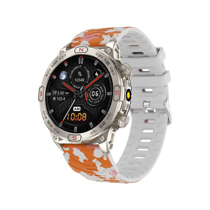 KC80 Bluetooth смарт часовник за приключения с водоустойчивост до 1ATM, компас, барометър, пулс и кислород в кръвта, AMOLED екран 1,43-инчов, фенерче