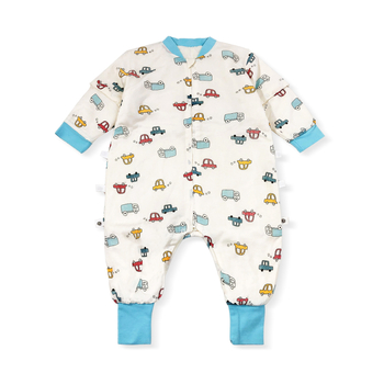 Uniszex csecsemő téli pamut-keverék öltözet cipzárral, vastag és meleg, rajzfilm mintával, 1–3 éves korosztálynak