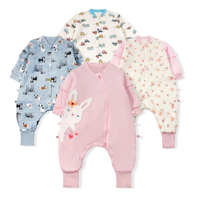 Uniszex csecsemő téli pamut-keverék öltözet cipzárral, vastag és meleg, rajzfilm mintával, 1–3 éves korosztálynak