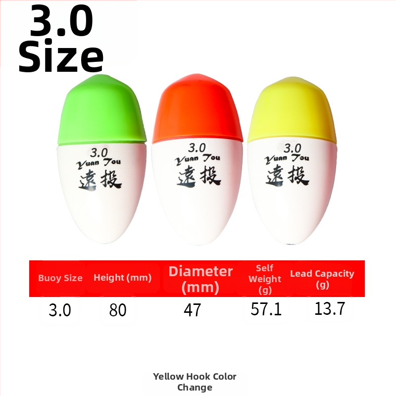 Plutitor de pescuit din plastic pentru aruncări lungi în pescuitul maritim, luminescent