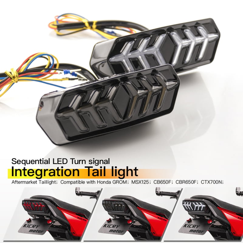 LED integrirana stražnja svjetiljka za Honda MSX125, GROM125, CB650F, CBR650, CTX700 – stil riblje kosti