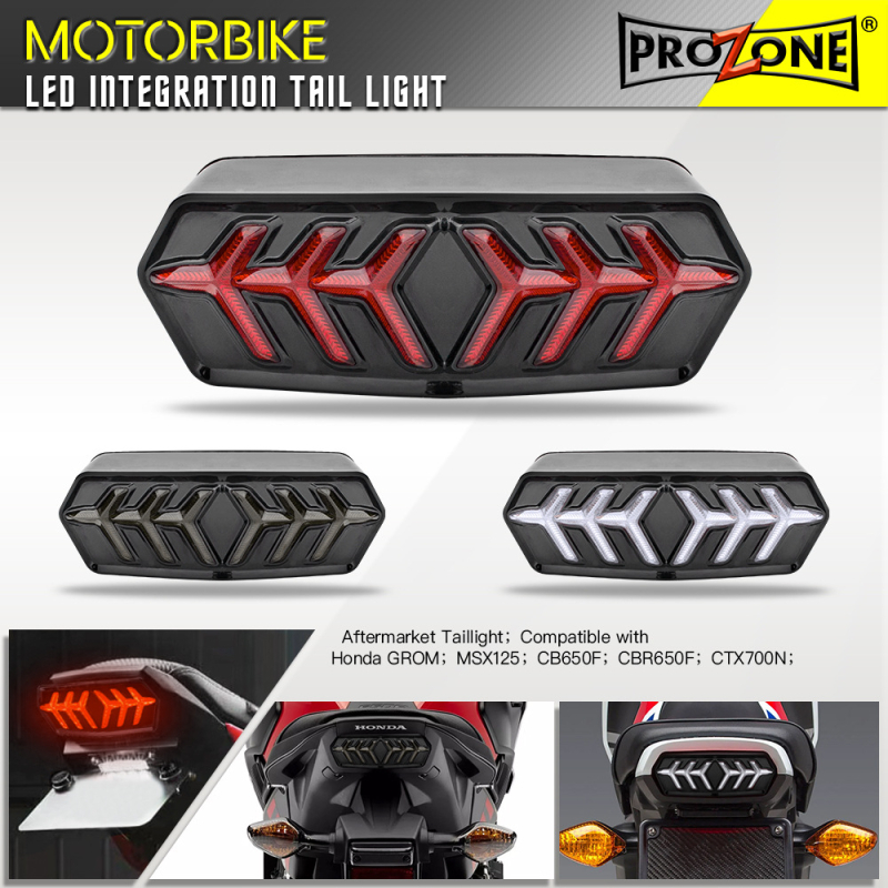 LED integrirana stražnja svjetiljka za Honda MSX125, GROM125, CB650F, CBR650, CTX700 – stil riblje kosti