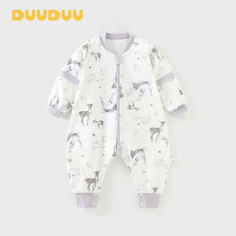 Duudu dvostruki dječji spavaći vreća za bebe, 80 cm duljine, vanjska i podstava 100% pamuk, metalni zatvarač, pogodna za proljeće i jesen, odvojive rukave