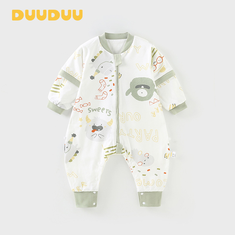Duudu dvostruki dječji spavaći vreća za bebe, 80 cm duljine, vanjska i podstava 100% pamuk, metalni zatvarač, pogodna za proljeće i jesen, odvojive rukave
