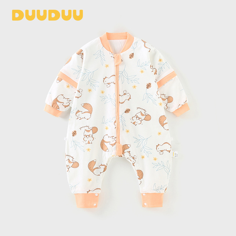 Duudu dvostruki dječji spavaći vreća za bebe, 80 cm duljine, vanjska i podstava 100% pamuk, metalni zatvarač, pogodna za proljeće i jesen, odvojive rukave