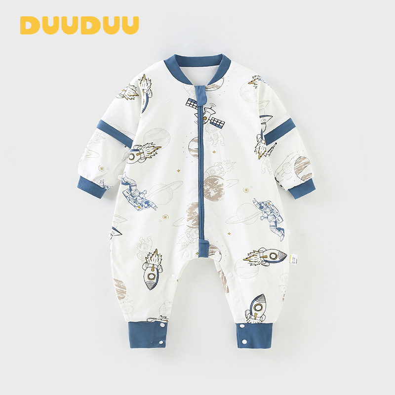 Duudu dvostruki dječji spavaći vreća za bebe, 80 cm duljine, vanjska i podstava 100% pamuk, metalni zatvarač, pogodna za proljeće i jesen, odvojive rukave